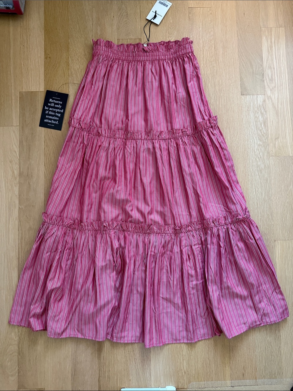 Tuckernuck Pink Striped Tiered Maxi Skirt